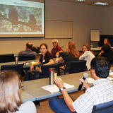 Public meetings were central to the SNAMP project. A participant comments on a spotted owl presentation. PHOTOS: Shufei Lei