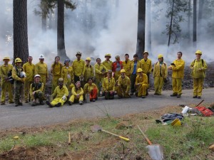 class in front of burn