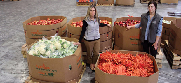 The Alameda County Community Food Bank was an early adopter in formalizing their nutrition policies. Allison Pratt and Jenny Lowe manage nutrition policy. PHOTO: Molly Oleson