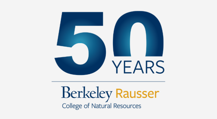 A 50th anniversary logo that says 50 Years: Rausser College of Natural Resources