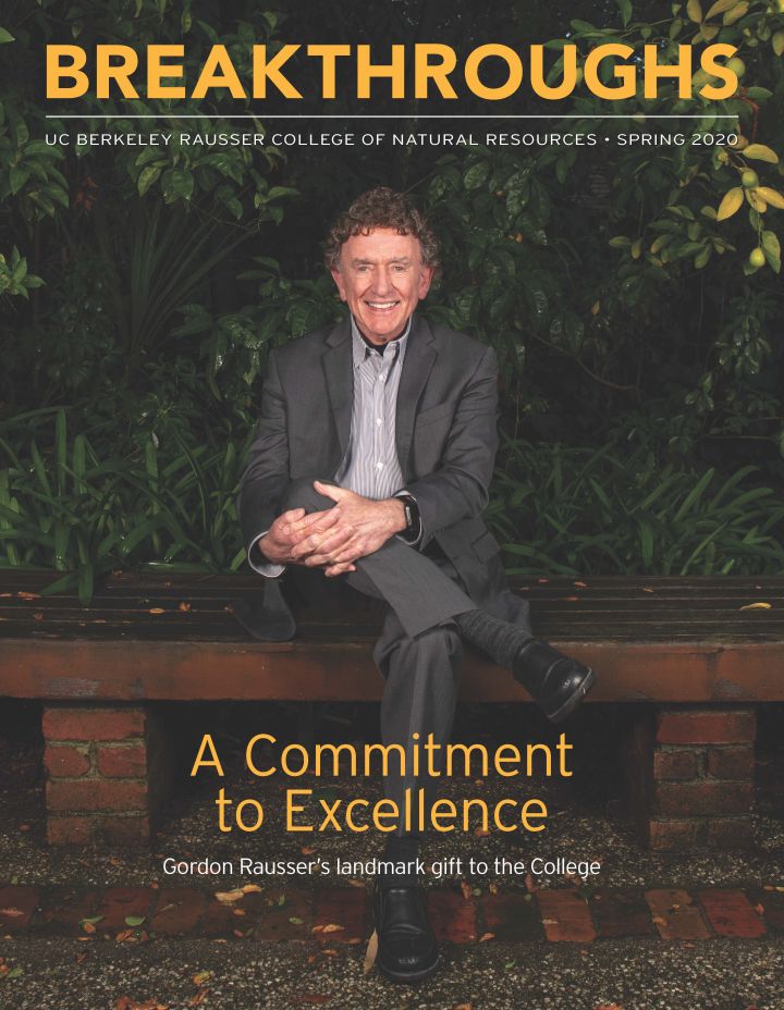 Cover of spring 2020 issue showing Gordon Rausser sitting
