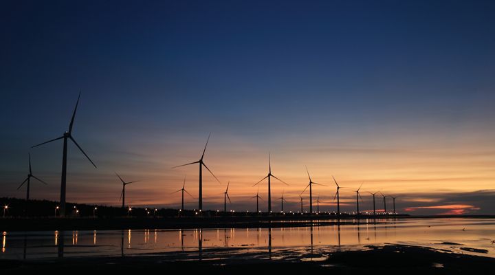 Windmills in the sunset