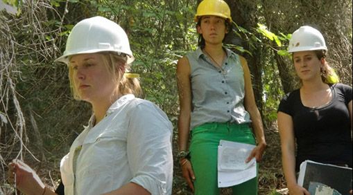 Students at class in the woods at the 2011 Forestry Camp. Left to right: Christine Stontz, Alex Christensen, and Alanna McDermott. 