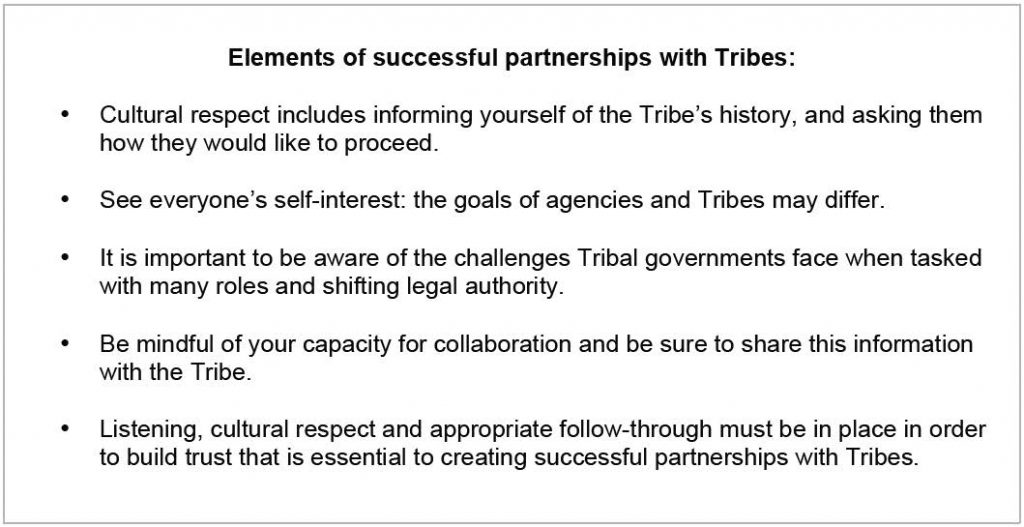 five bullet points re partnerships with tribes