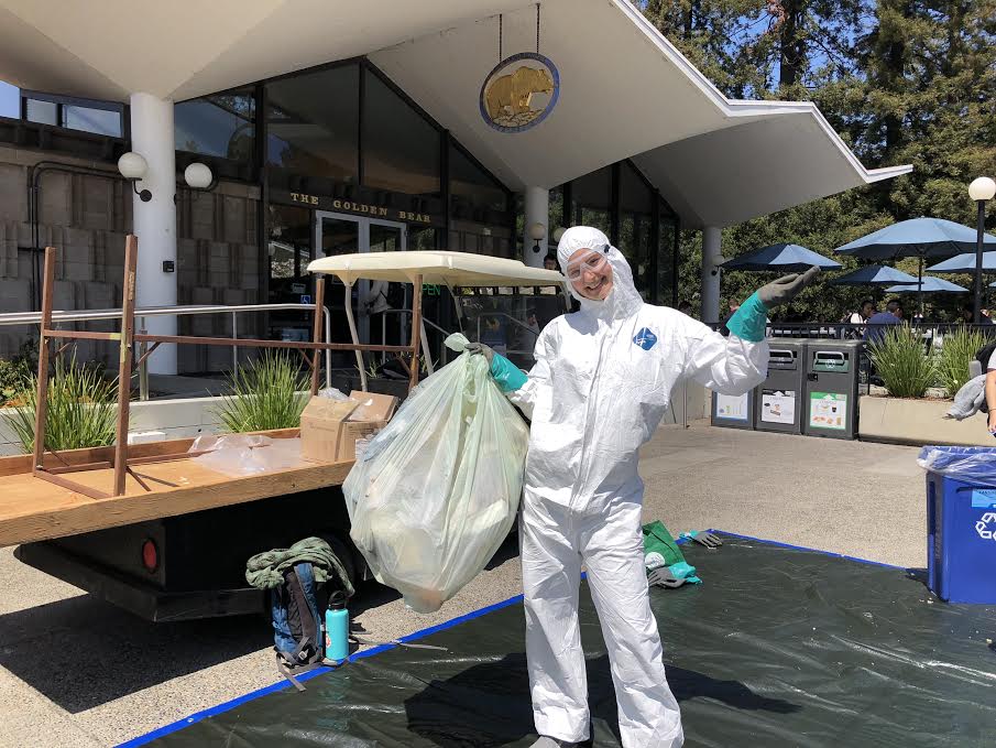 Ella Griffith on campus at a waste sorting event