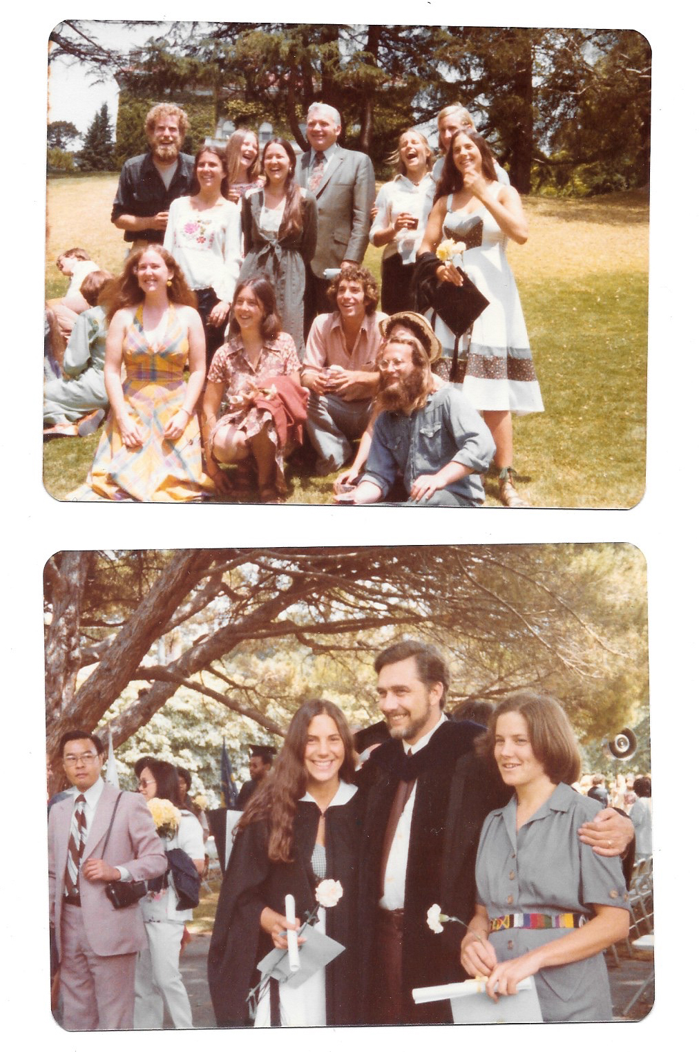 Two archival images of students at a graduation ceremony