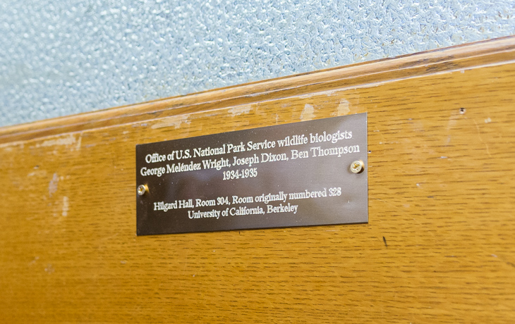 A plaque with the names of George Melendez Wright, Joseph Dixon, and Benjamin Thompson.