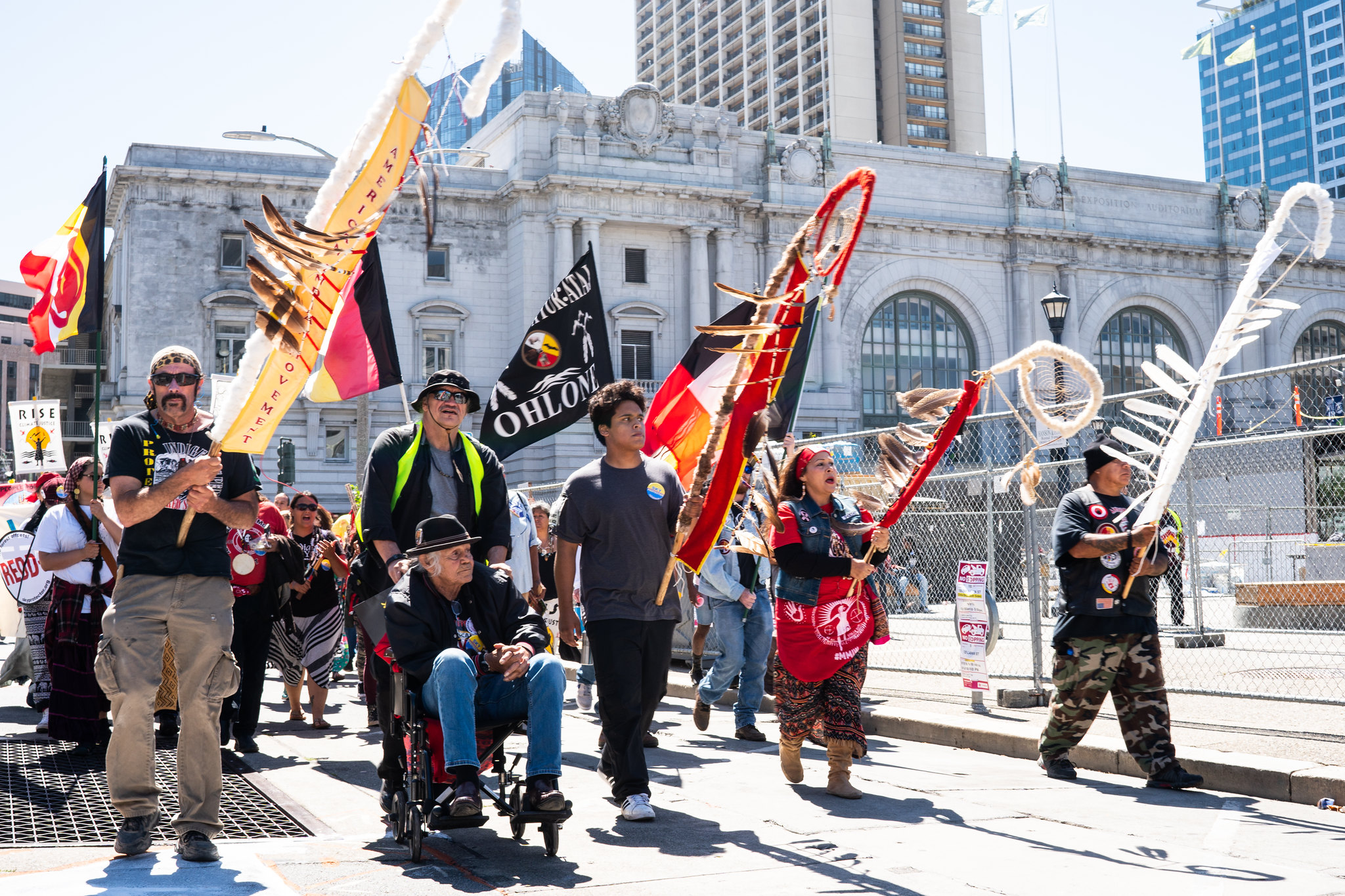 Indigenous protestors at the Rise for Climate, Jobs, & Justice in San Francisco