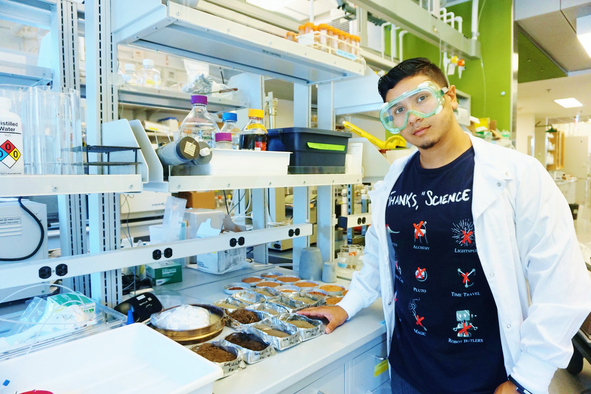 A young man in a research lab