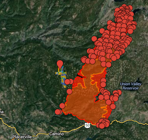 Map of fire area covered
