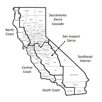 Map of California with grazing regions marked.