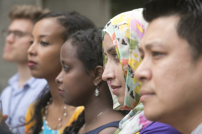 People from diverse cultures, listening.