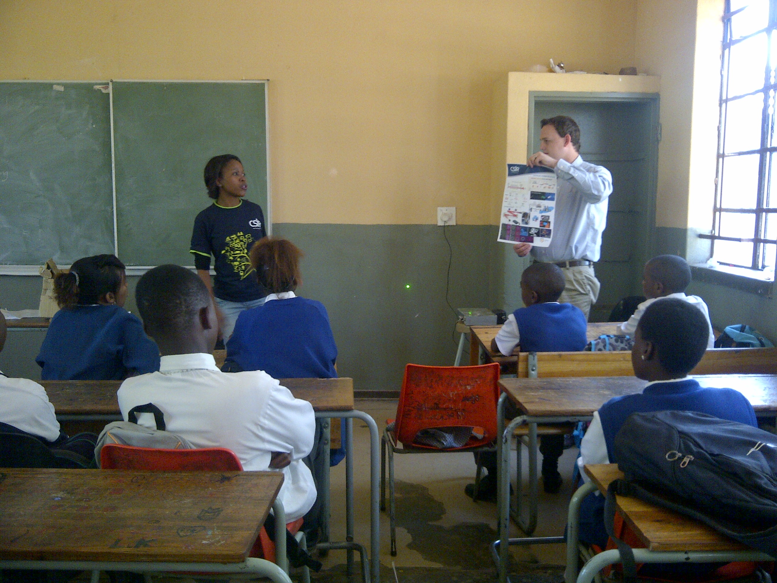 Grad student intern working in a classroom