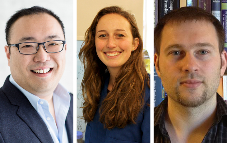 Headshots of associate professor Daniel Nomura, graduate student Jessica Spradlin, and associate professor Thomas Maimone