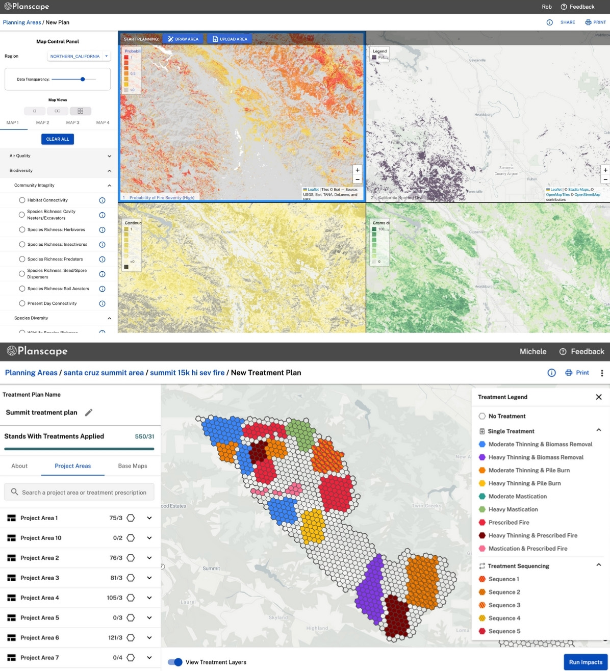 A screenshot of a computer application that shows several maps