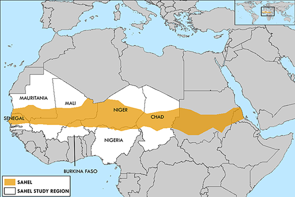 Map of Sahel region and study area
