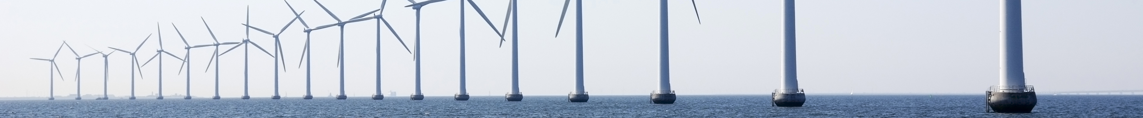 Wind turbines in a row