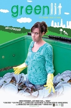 Greenlit movie poster shows frustrated woman in a dumpster