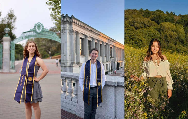  (Left to right, graduation photos) Phoebe Gross, Dan Willett, and Josephine Lieber