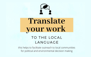 A graphic that promotes translating English-only science into other languages.