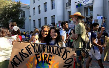 UC Berkeley students at a climate strike on campus