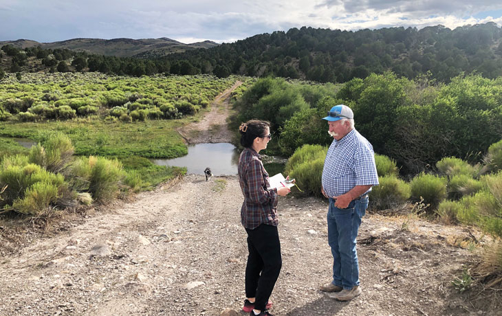 Meg Mills-Nova interviewing Nevada farmer