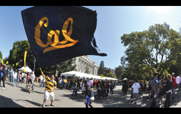 Students proudly wave the Cal Flag