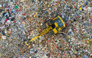 Birds-eye view of landfill waste