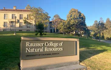 Rausser College of Natural Resources sign in front of Giannini