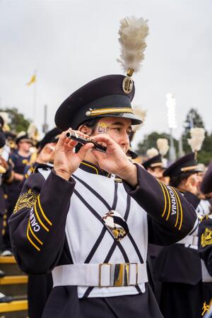 A photo of Yaeko playing a Piccolo in Cal Band