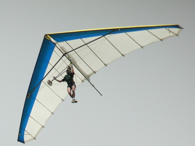 Hang glider on his first solo flight